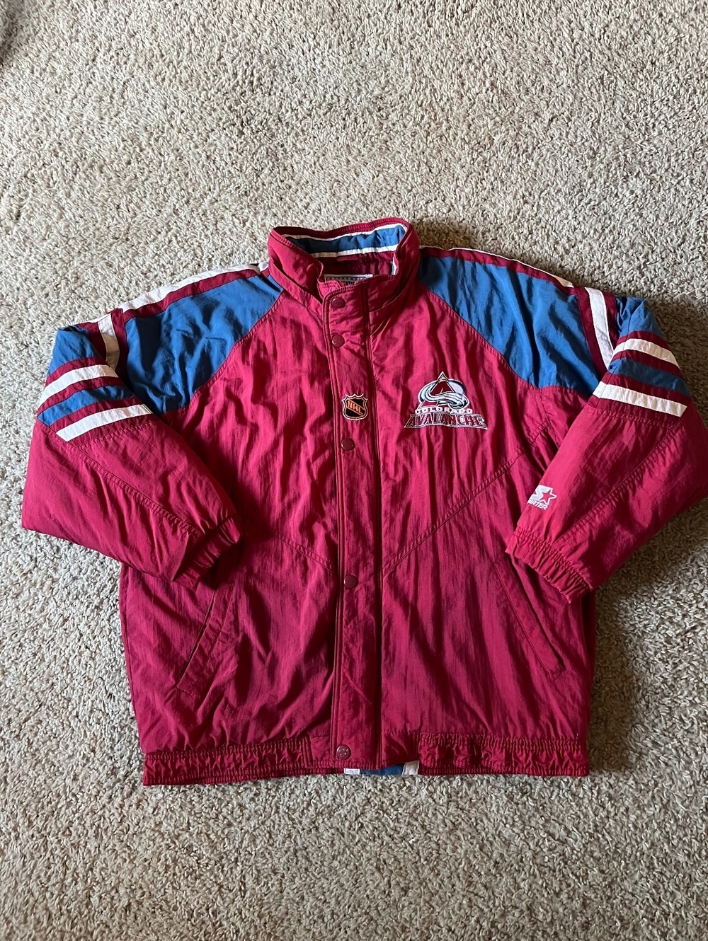 Colorado Avalanche Center Ice Series Vintage Starter Jacket Burgundy Size L